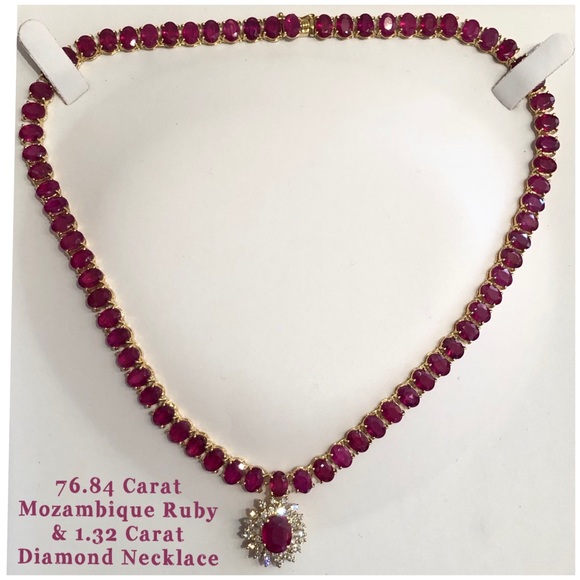 Riviera Style Necklace Jewelry - 🌟SOLD!🌟Mozambique Ruby 14K Diamond Necklace